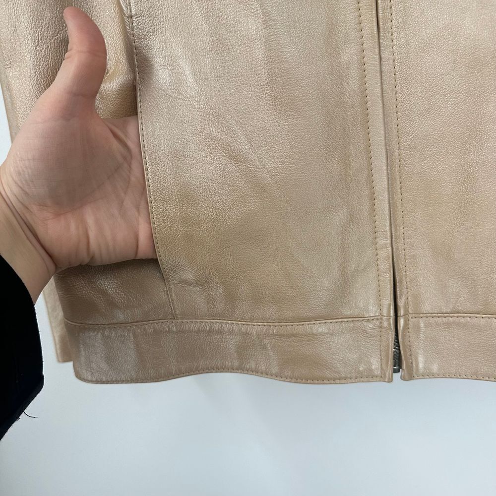Dialogue New‎ Language Of Style Leather Jacket Champaign Gold Medium - Picture 5 of 12